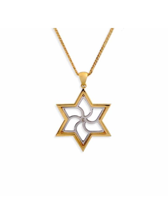 עיצוב עכשווי מגן דוד זהב לבן עם , מתנות ט"ו באב , א